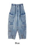Kens zipper cargo denim pants