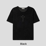 Cross Stud Ribbed Short Sleeve T-shirt