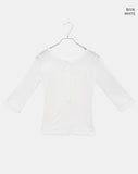 Chugi Button See-through Three Quarter Sleeve T-Shirt