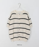 [unisex] Kosoni Color Stripe Boucle Short Sleeve Cardigan