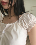 Kuya puff sleeve short sleeve blouse