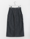 Shingaf Stitch Dark Blue Denim Long Skirt