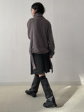 High Neck Belted Knit Cardigan