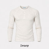 Conien Muscle Fit Henley Neck Long Sleeve T-shirt