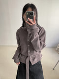 High Neck Belted Knit Cardigan