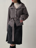 High Neck Belted Knit Cardigan