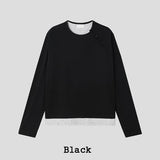Notch diagonal button layered long sleeve