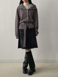 High Neck Belted Knit Cardigan