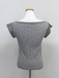Boat Neck Rib Cap Sleeve T-shirt