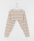 Speaky Stripe Ribbon Bolero Knit Cardigan