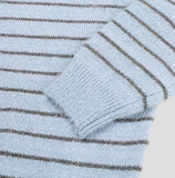 Clo Hairy Stripe Henley Neck Knit