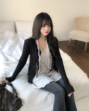 Mood Strap Ribbed Cardigan