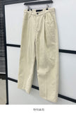 Khaki Brown Corduroy Semi-Wide Pants