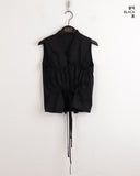 Leeum pleated shirring string sleeveless blouse