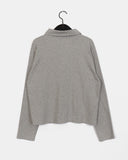 Chocoop dot collar button long sleeve T-shirt