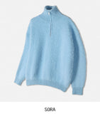 Clear mohair semi zip-up knitwear