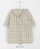 Misito Check String Hood Short Sleeve Shirt
