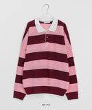 [unisex] Hokine Stripe Over Collar Knit