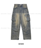 (UNISEX) Mount Multi-Cargo Denim Pants