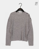 Miken shoulder slit button wool long sleeve T-shirt