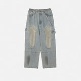 Dirty Washed Keychain Strap Carpenter Denim Pants