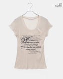 Diaen Lettering Print Button Short Sleeve T-Shirt