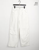 Merkit cut pintuck wide cotton pants