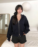 Solid Basic Two-Way Hood Zip-Up