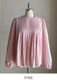 Meringue pintuck shirred blouse