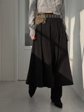 Maden Wool Pleated Long Skirt