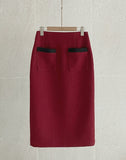 Royel color matching tweed H-line skirt