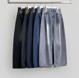 Diagonal One Pin Tuck Washing Loose Balloon Wide Fit Denim Pants