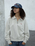 Small Logo Half Zip-Up Collar Sweatshirt