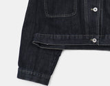 Mizen Collar Pocket Washed Denim Jacket