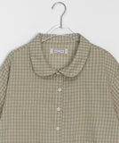 [BAONHAUS] Kimmo Check Shirring Collar Short Sleeve Blouse