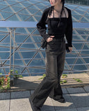 Uku Wash Denim Wide Pants
