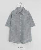 [Unisex] Kecho Seersucker Check Over Short Sleeve Shirt