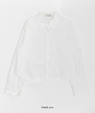 [BAONHAUS] Knob Cotton Crop Long Sleeve Shirt