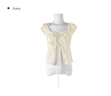 Muto Punching Ribbon Short Sleeve Blouse