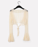 [4 Piece Set] Hain Cover See-Through Skirt Cardigan Bikini Set