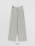 Kvus Linen Stripe Banding Wide Pants