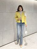 Bowl Check V-Neck Pearl Tweed Jacket