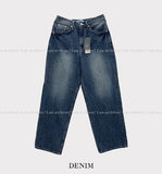 Combed fabric washed wide denim