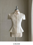 Modified Short Sleeve Collar Short Jacket Belt Set