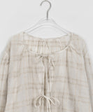 Lille Summer Check Ribbon Shirring Blouse
