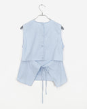 Hiber Back Slit Ribbon Strap Sleeveless Blouse