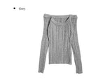 [A/M] Selling Off-Shoulder Cable Knit T-shirt