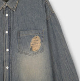 S/S Shea Damaged Washed Denim Shirt