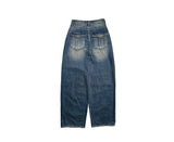 Lensi Back Pocket Wide Washing Long Denim Pants