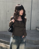Brit Lace Scarf Square Neck T-Shirt